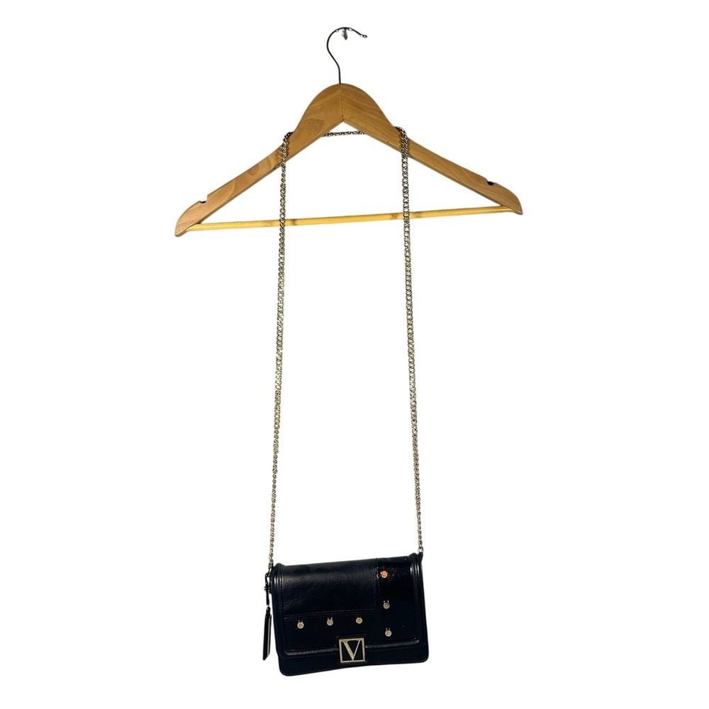 Victoria's Secret Black‎ Patent Embellished Chain Strap Mini Shoulder Bag